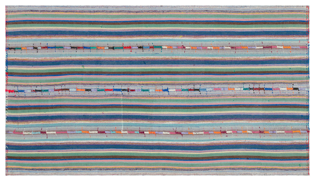 Striped Over Dyed Kilim Rug 4'9'' x 8'4'' ft 145 x 254 cm