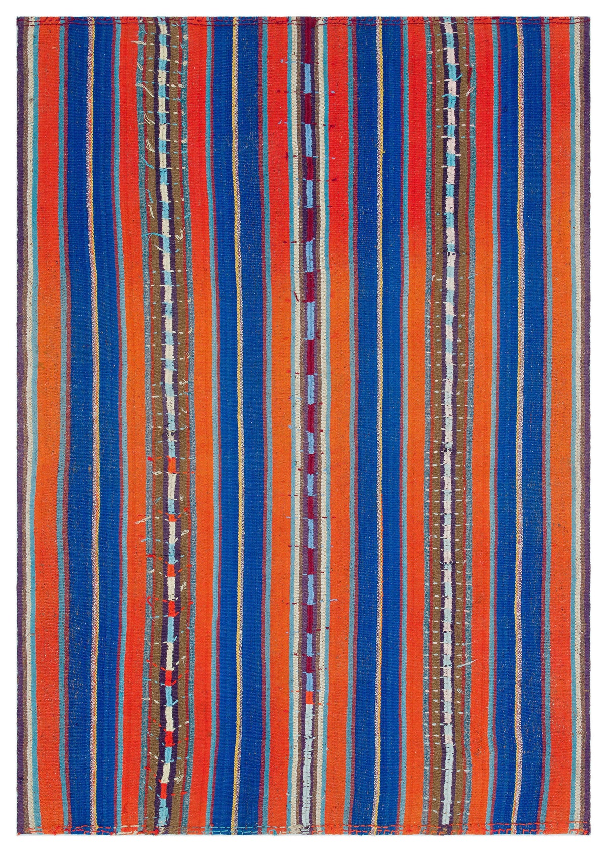 Striped Over Dyed Kilim Rug 5&#39;2&#39;&#39; x 7&#39;5&#39;&#39; ft 158 x 227 cm