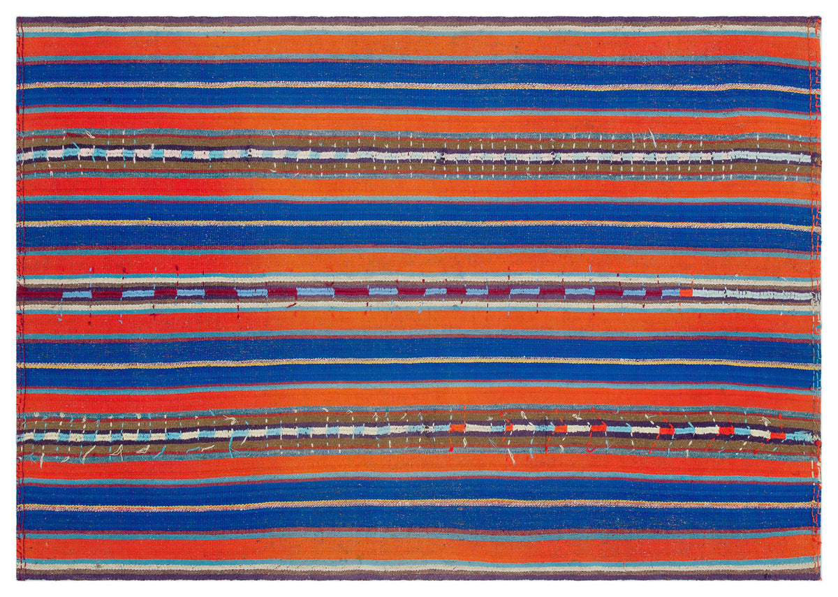 Striped Over Dyed Kilim Rug 5&#39;2&#39;&#39; x 7&#39;5&#39;&#39; ft 158 x 227 cm
