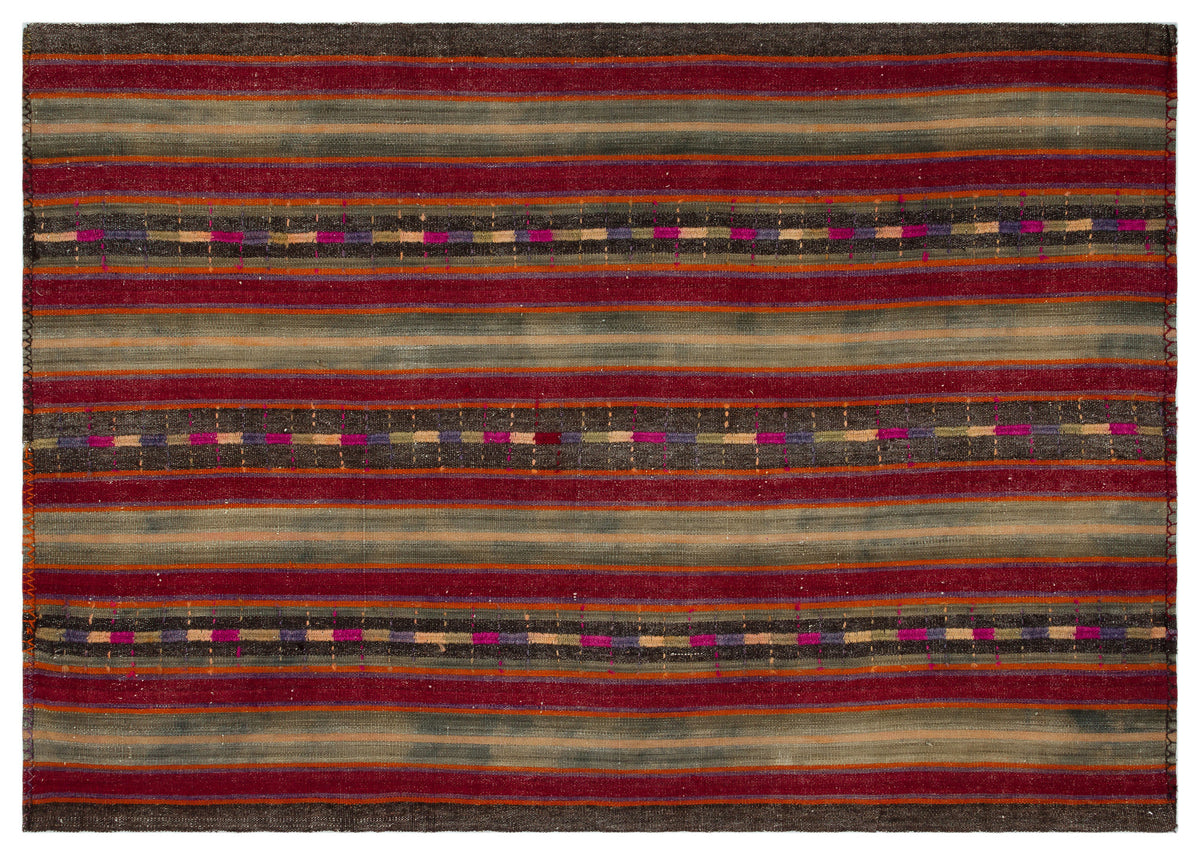 Striped Over Dyed Kilim Rug 5&#39;5&#39;&#39; x 7&#39;10&#39;&#39; ft 164 x 240 cm
