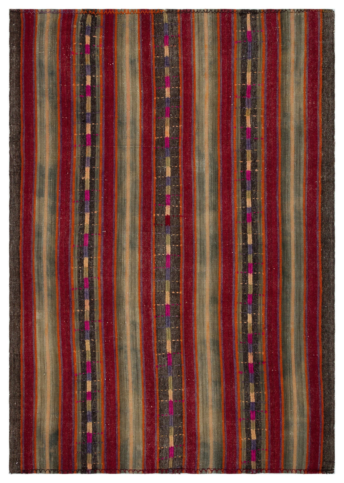 Striped Over Dyed Kilim Rug 5&#39;5&#39;&#39; x 7&#39;10&#39;&#39; ft 164 x 240 cm