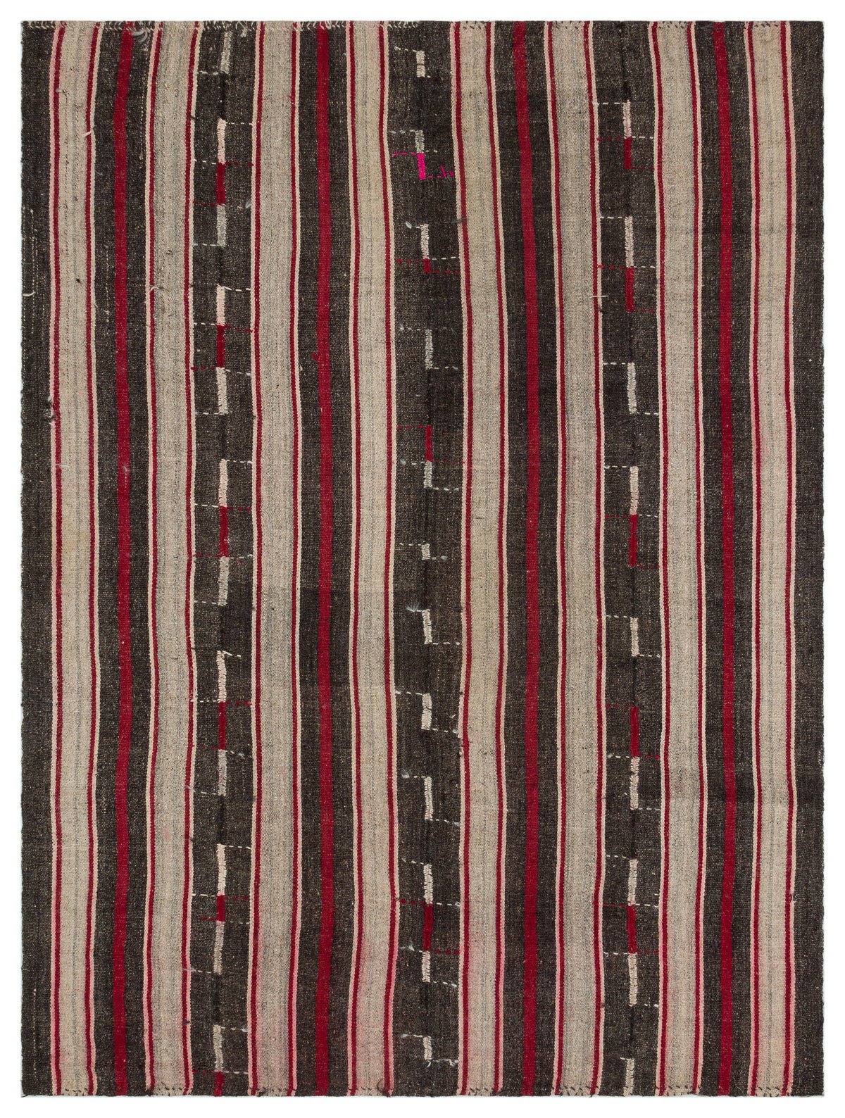 Striped Over Dyed Kilim Rug 5&#39;10&#39;&#39; x 7&#39;9&#39;&#39; ft 177 x 237 cm