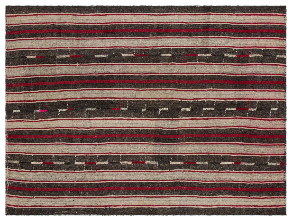 Striped Over Dyed Kilim Rug 5&#39;10&#39;&#39; x 7&#39;9&#39;&#39; ft 177 x 237 cm
