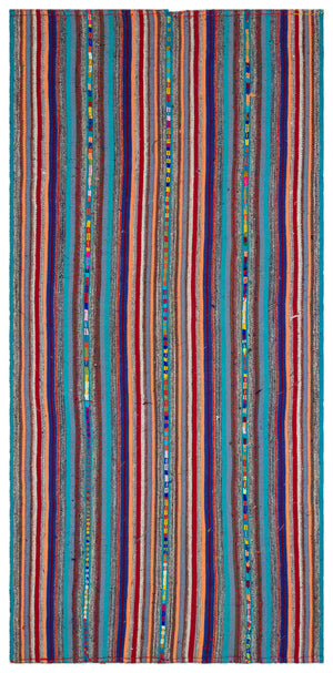 Striped Over Dyed Kilim Rug 5'3'' x 10'5'' ft 160 x 318 cm
