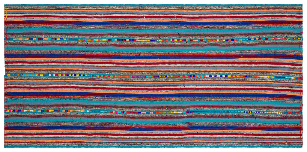 Striped Over Dyed Kilim Rug 5'3'' x 10'5'' ft 160 x 318 cm