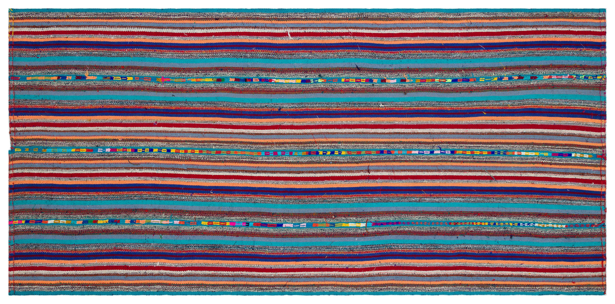 Striped Over Dyed Kilim Rug 5'3'' x 10'5'' ft 160 x 318 cm