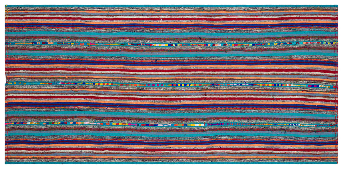 Striped Over Dyed Kilim Rug 5&#39;3&#39;&#39; x 10&#39;5&#39;&#39; ft 160 x 318 cm
