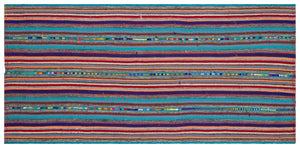 Striped Over Dyed Kilim Rug 5'3'' x 10'5'' ft 160 x 318 cm