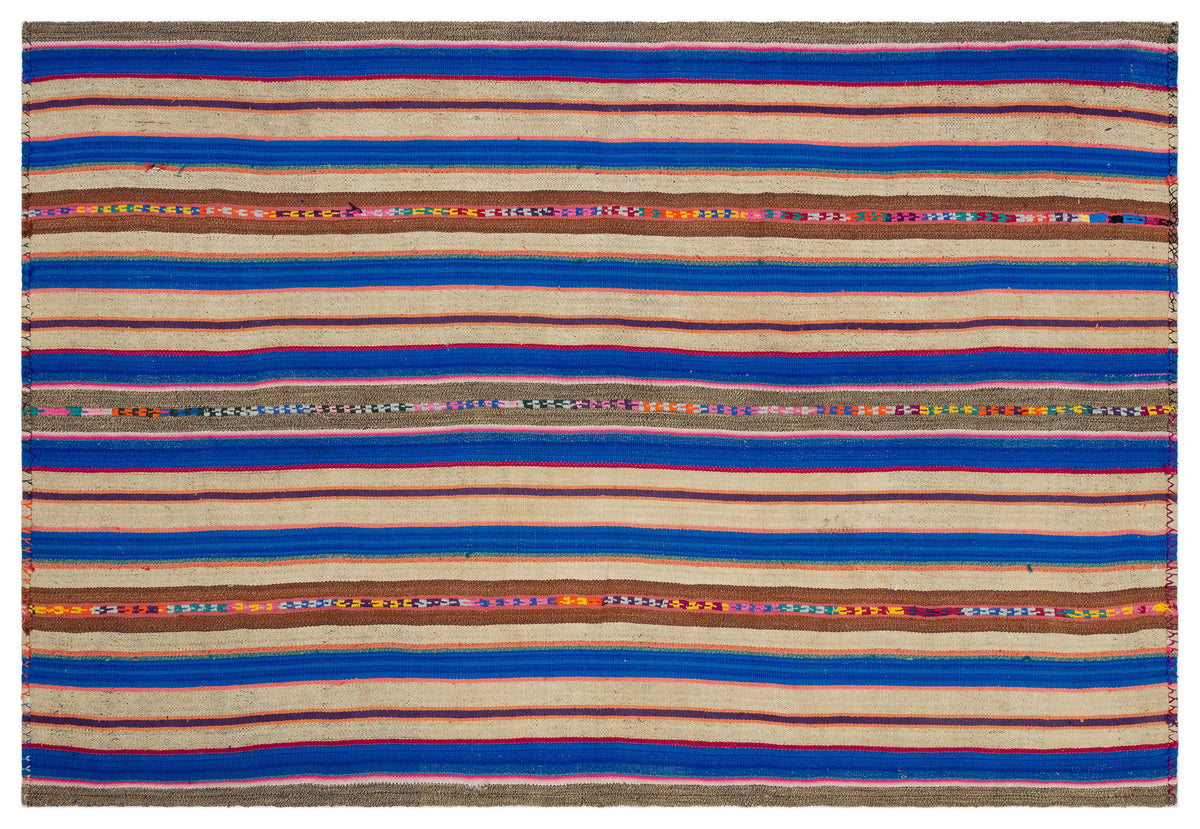 Striped Over Dyed Kilim Rug 5&#39;7&#39;&#39; x 8&#39;2&#39;&#39; ft 170 x 250 cm