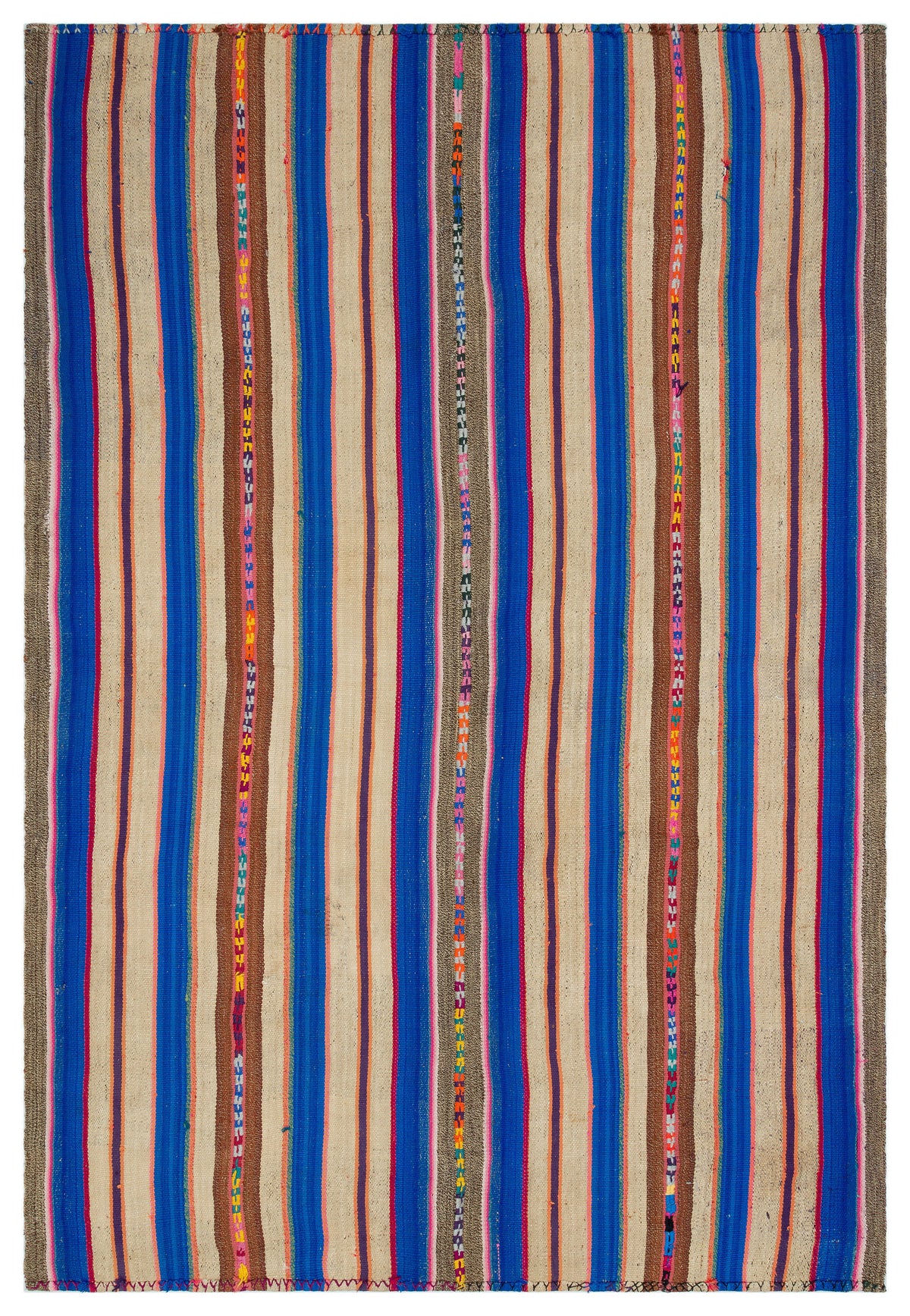 Striped Over Dyed Kilim Rug 5&#39;7&#39;&#39; x 8&#39;2&#39;&#39; ft 170 x 250 cm