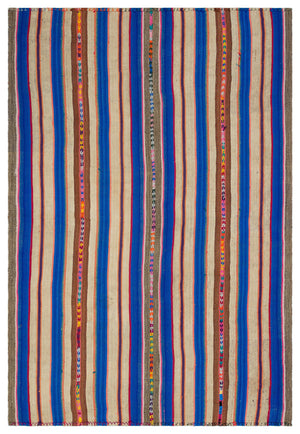 Striped Over Dyed Kilim Rug 5'7'' x 8'2'' ft 170 x 250 cm