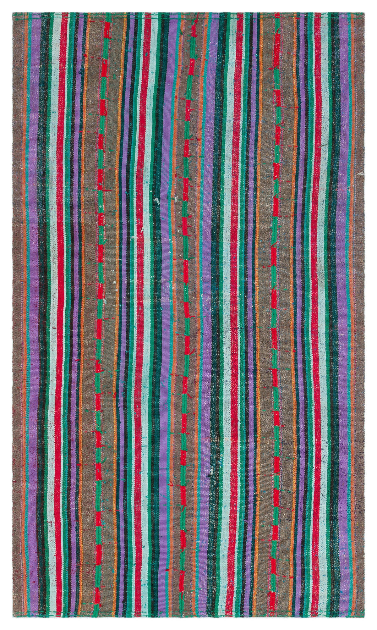 Striped Over Dyed Kilim Rug 4&#39;4&#39;&#39; x 7&#39;5&#39;&#39; ft 131 x 227 cm