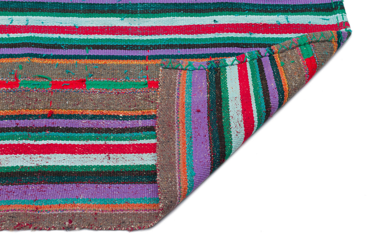 Striped Over Dyed Kilim Rug 4&#39;4&#39;&#39; x 7&#39;5&#39;&#39; ft 131 x 227 cm