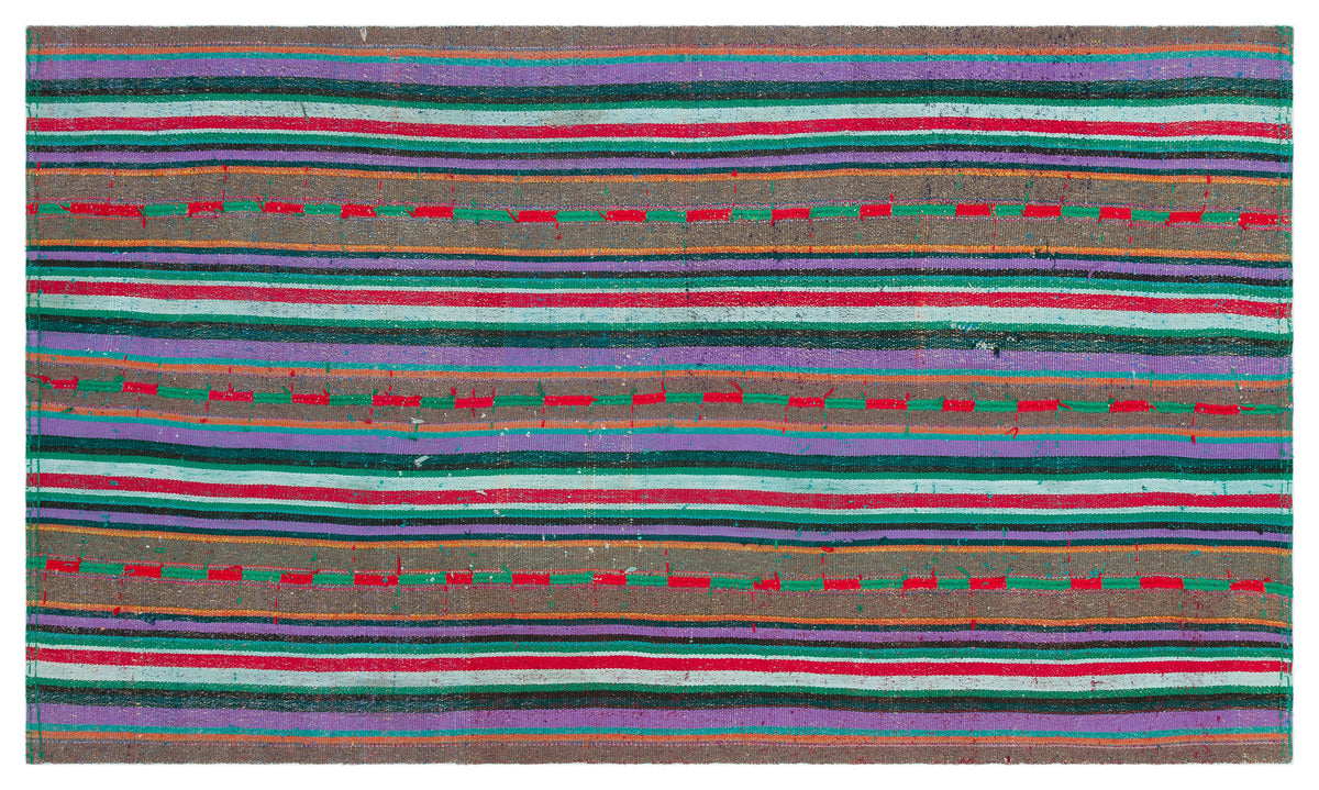 Striped Over Dyed Kilim Rug 4&#39;4&#39;&#39; x 7&#39;5&#39;&#39; ft 131 x 227 cm