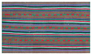 Striped Over Dyed Kilim Rug 4'4'' x 7'5'' ft 131 x 227 cm