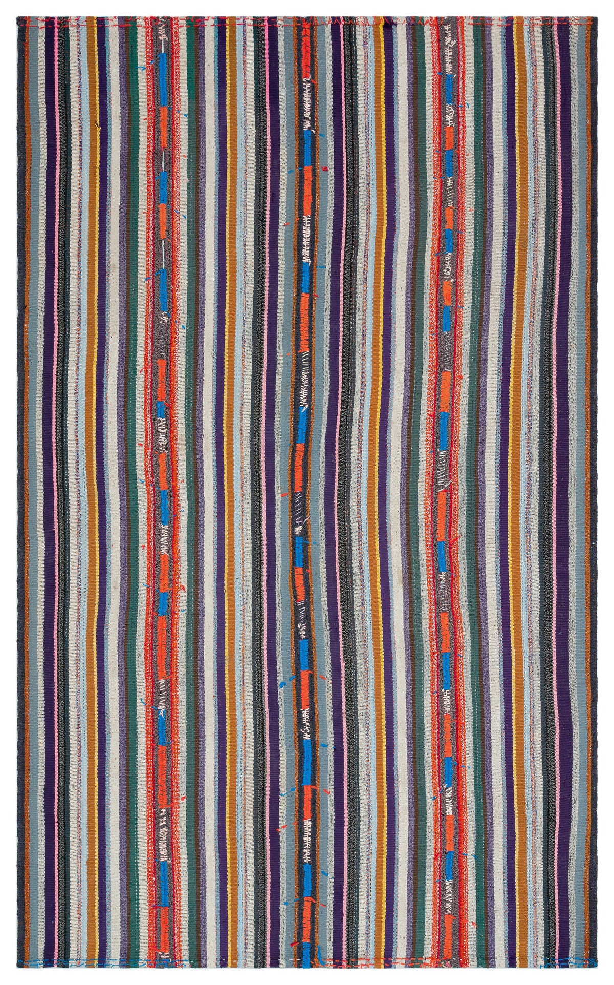 Striped Over Dyed Kilim Rug 5&#39;4&#39;&#39; x 8&#39;10&#39;&#39; ft 163 x 268 cm