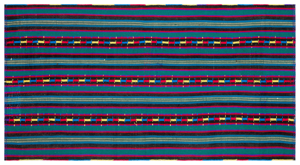 Striped Over Dyed Kilim Rug 5&#39;5&#39;&#39; x 10&#39;2&#39;&#39; ft 165 x 310 cm