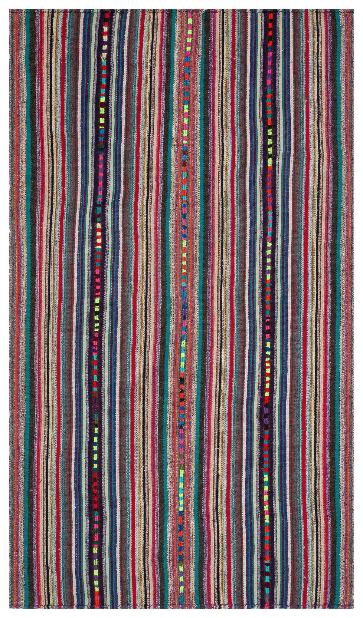Striped Over Dyed Kilim Rug 5&#39;9&#39;&#39; x 10&#39;2&#39;&#39; ft 175 x 310 cm