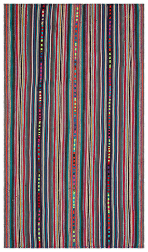 Striped Over Dyed Kilim Rug 5'9'' x 10'2'' ft 175 x 310 cm