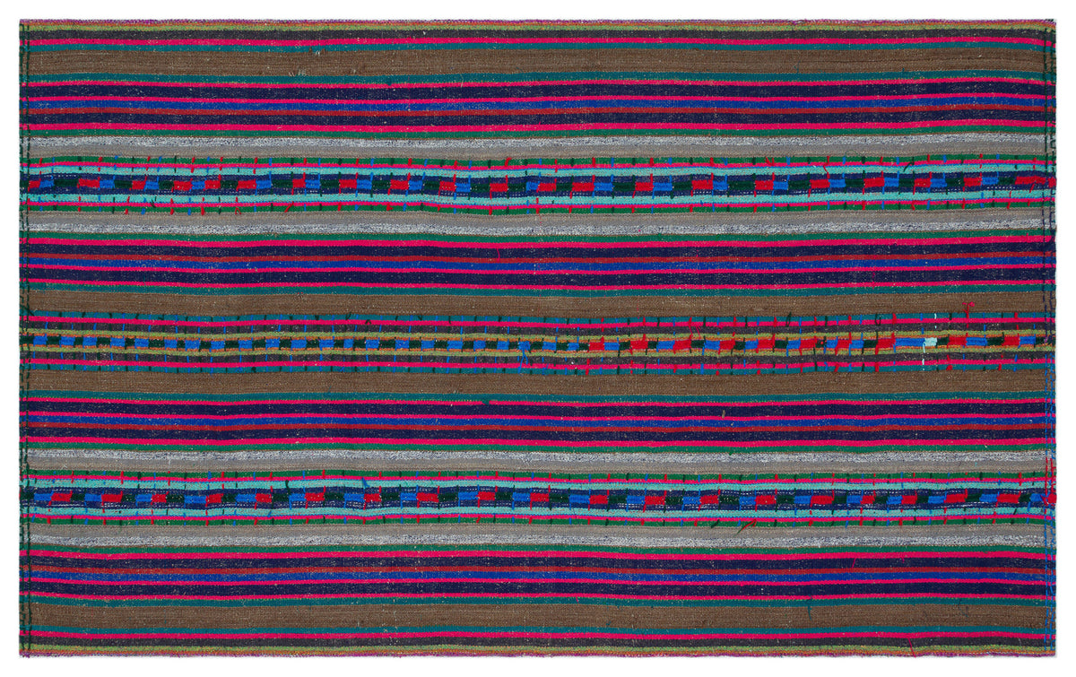 Striped Over Dyed Kilim Rug 5&#39;0&#39;&#39; x 8&#39;1&#39;&#39; ft 153 x 247 cm