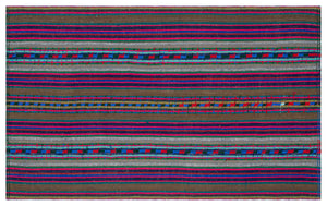 Striped Over Dyed Kilim Rug 5'0'' x 8'1'' ft 153 x 247 cm