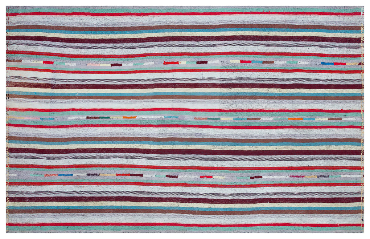Striped Over Dyed Kilim Rug 5&#39;10&#39;&#39; x 9&#39;2&#39;&#39; ft 177 x 280 cm