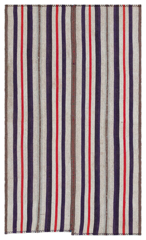 Striped Over Dyed Kilim Rug 4'5'' x 7'8'' ft 134 x 234 cm