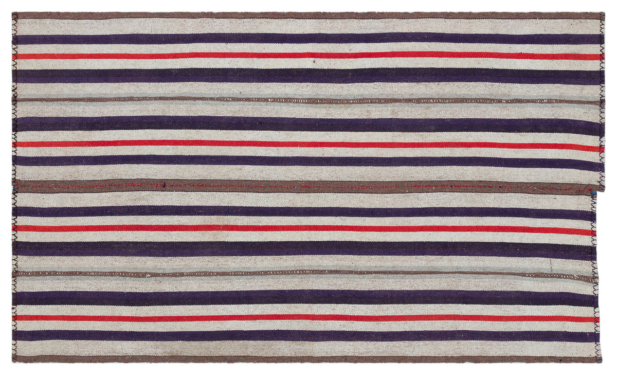 Striped Over Dyed Kilim Rug 4&#39;5&#39;&#39; x 7&#39;8&#39;&#39; ft 134 x 234 cm