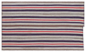 Striped Over Dyed Kilim Rug 4'5'' x 7'8'' ft 134 x 234 cm