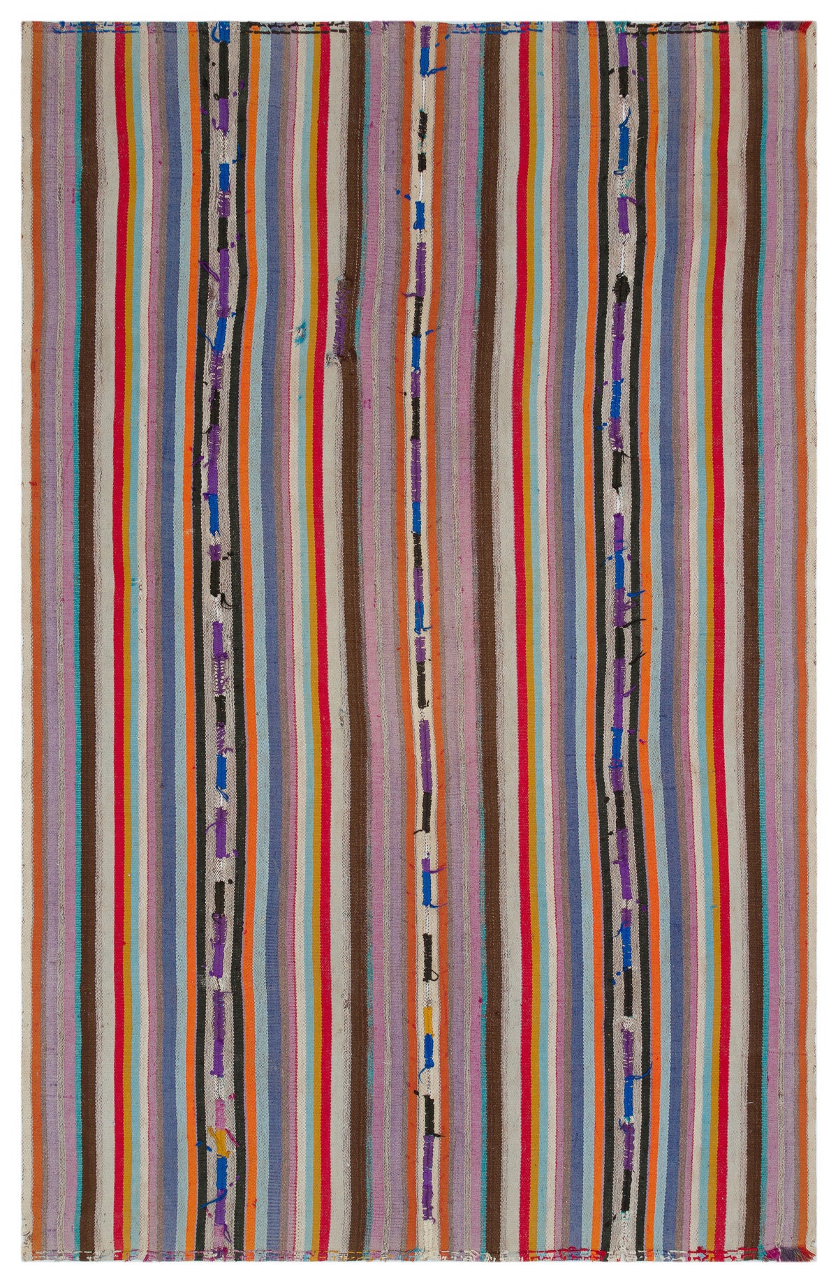 Striped Over Dyed Kilim Rug 5&#39;8&#39;&#39; x 8&#39;10&#39;&#39; ft 173 x 268 cm