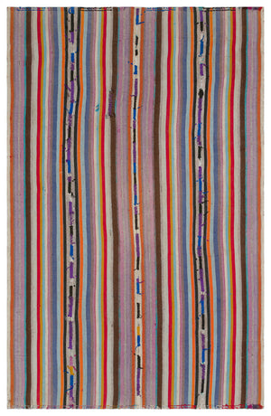 Striped Over Dyed Kilim Rug 5'8'' x 8'10'' ft 173 x 268 cm