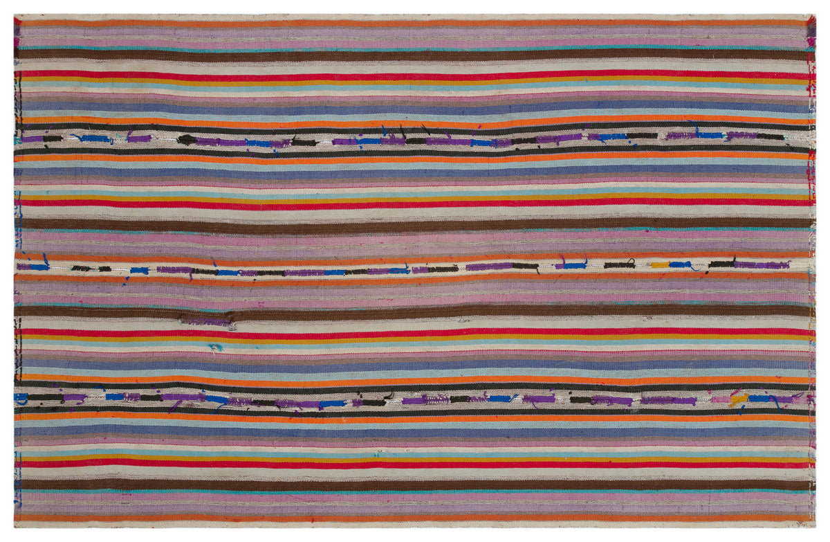 Striped Over Dyed Kilim Rug 5&#39;8&#39;&#39; x 8&#39;10&#39;&#39; ft 173 x 268 cm