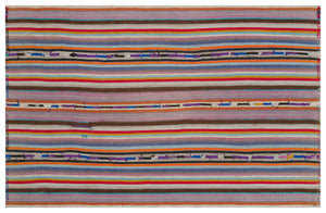Striped Over Dyed Kilim Rug 5'8'' x 8'10'' ft 173 x 268 cm