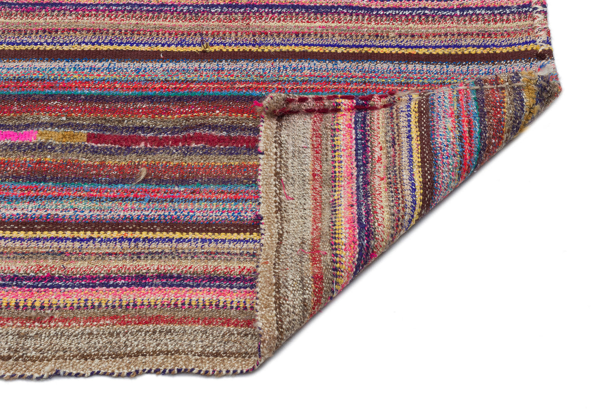 Striped Over Dyed Kilim Rug 4&#39;4&#39;&#39; x 6&#39;11&#39;&#39; ft 131 x 212 cm