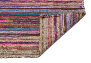 Striped Over Dyed Kilim Rug 4'4'' x 6'11'' ft 131 x 212 cm