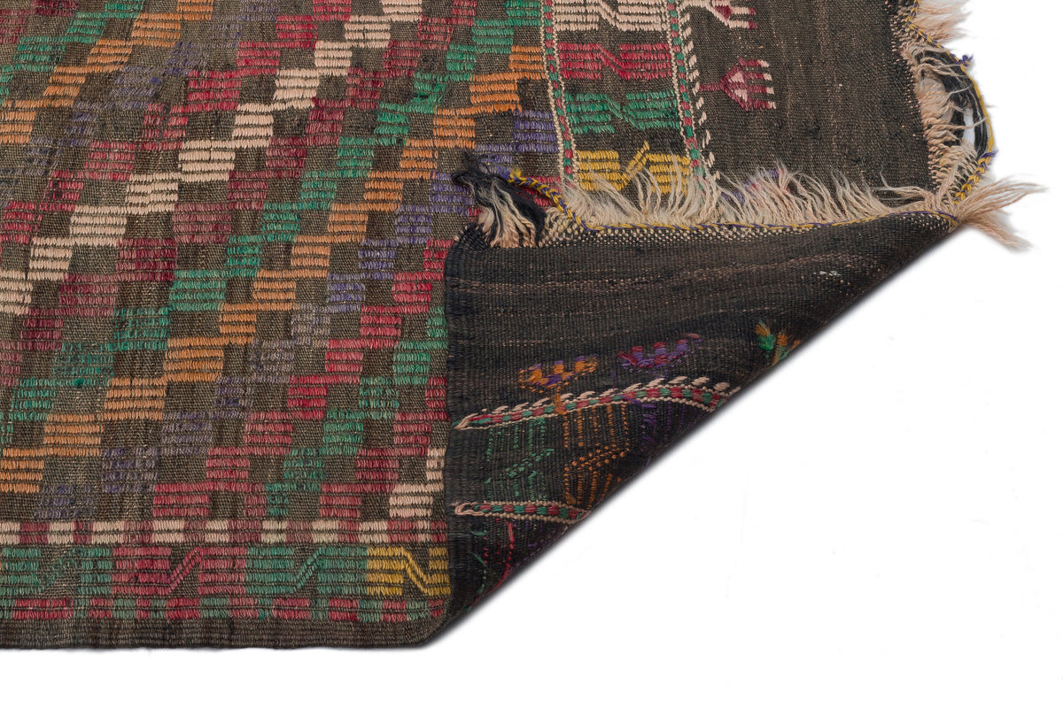 Striped Over Dyed Kilim Rug 5&#39;2&#39;&#39; x 9&#39;6&#39;&#39; ft 158 x 290 cm