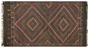 Striped Over Dyed Kilim Rug 5'2'' x 9'6'' ft 158 x 290 cm