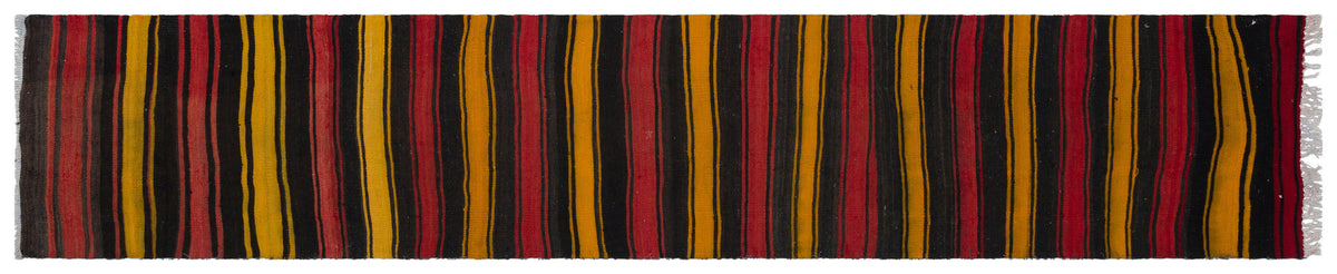 Striped Over Dyed Kilim Rug 2&#39;6&#39;&#39; x 13&#39;1&#39;&#39; ft 77 x 400 cm