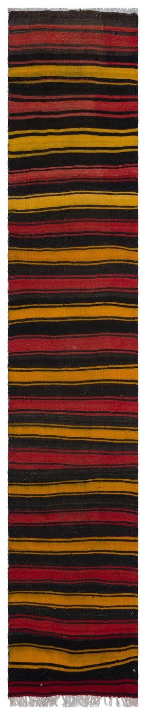 Striped Over Dyed Kilim Rug 2'6'' x 13'1'' ft 77 x 400 cm