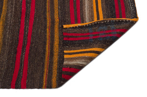 Striped Over Dyed Kilim Rug 4'3'' x 10'1'' ft 129 x 308 cm