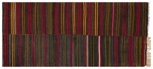 Striped Over Dyed Kilim Rug 4'3'' x 10'1'' ft 129 x 308 cm