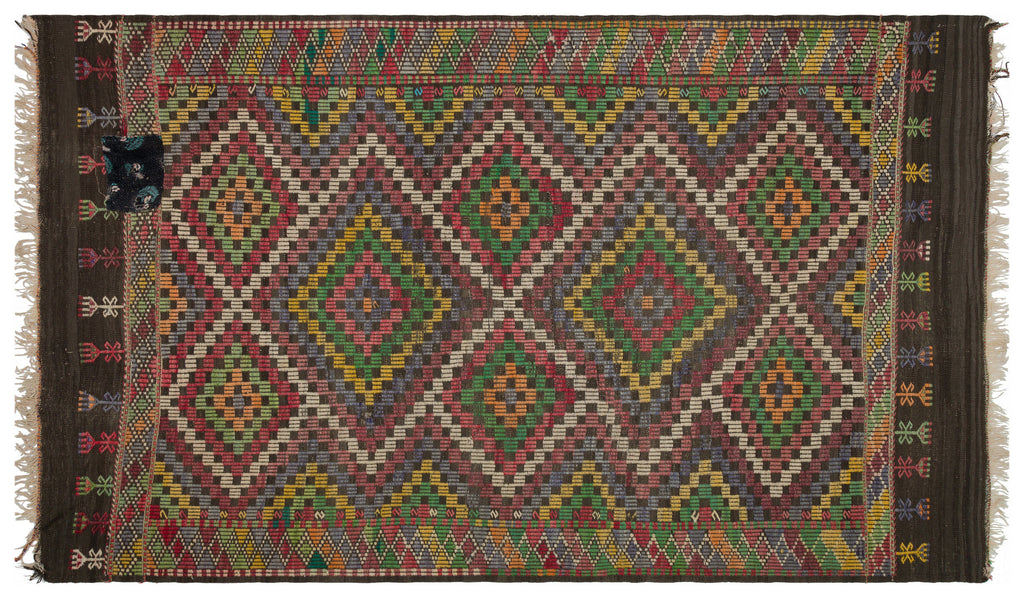 Striped Over Dyed Kilim Rug 5'10'' x 9'10'' ft 177 x 300 cm