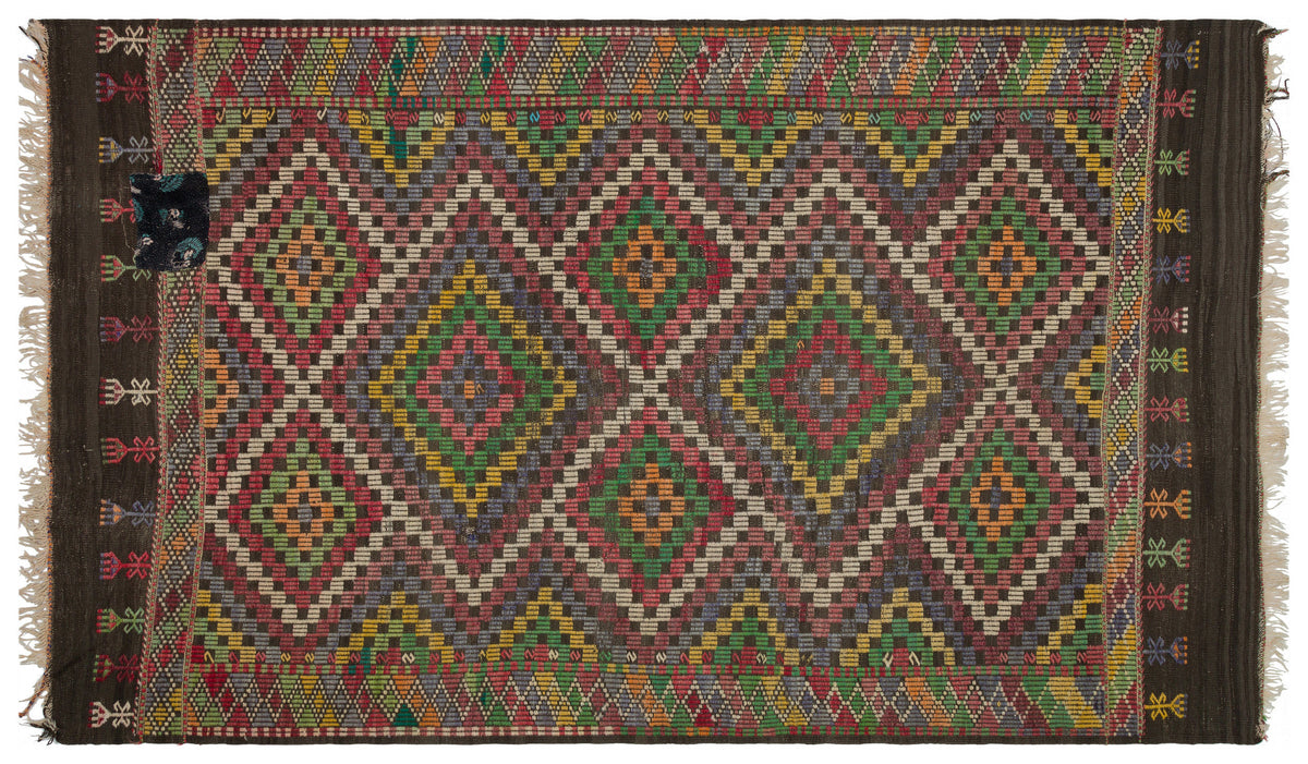 Striped Over Dyed Kilim Rug 5&#39;10&#39;&#39; x 9&#39;10&#39;&#39; ft 177 x 300 cm