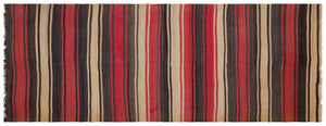 Striped Over Dyed Kilim Rug 4'8'' x 12'6'' ft 143 x 380 cm