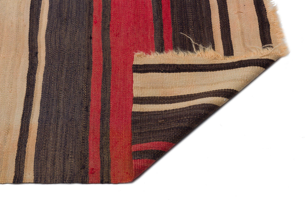 Striped Over Dyed Kilim Rug 4&#39;8&#39;&#39; x 12&#39;6&#39;&#39; ft 143 x 380 cm