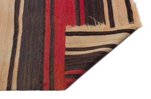 Striped Over Dyed Kilim Rug 4'8'' x 12'6'' ft 143 x 380 cm