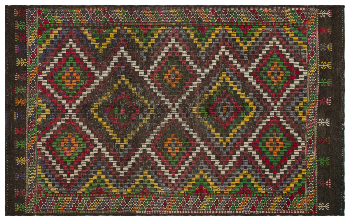 Striped Over Dyed Kilim Rug 6&#39;3&#39;&#39; x 10&#39;0&#39;&#39; ft 191 x 306 cm