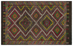 Striped Over Dyed Kilim Rug 6'3'' x 10'0'' ft 191 x 306 cm
