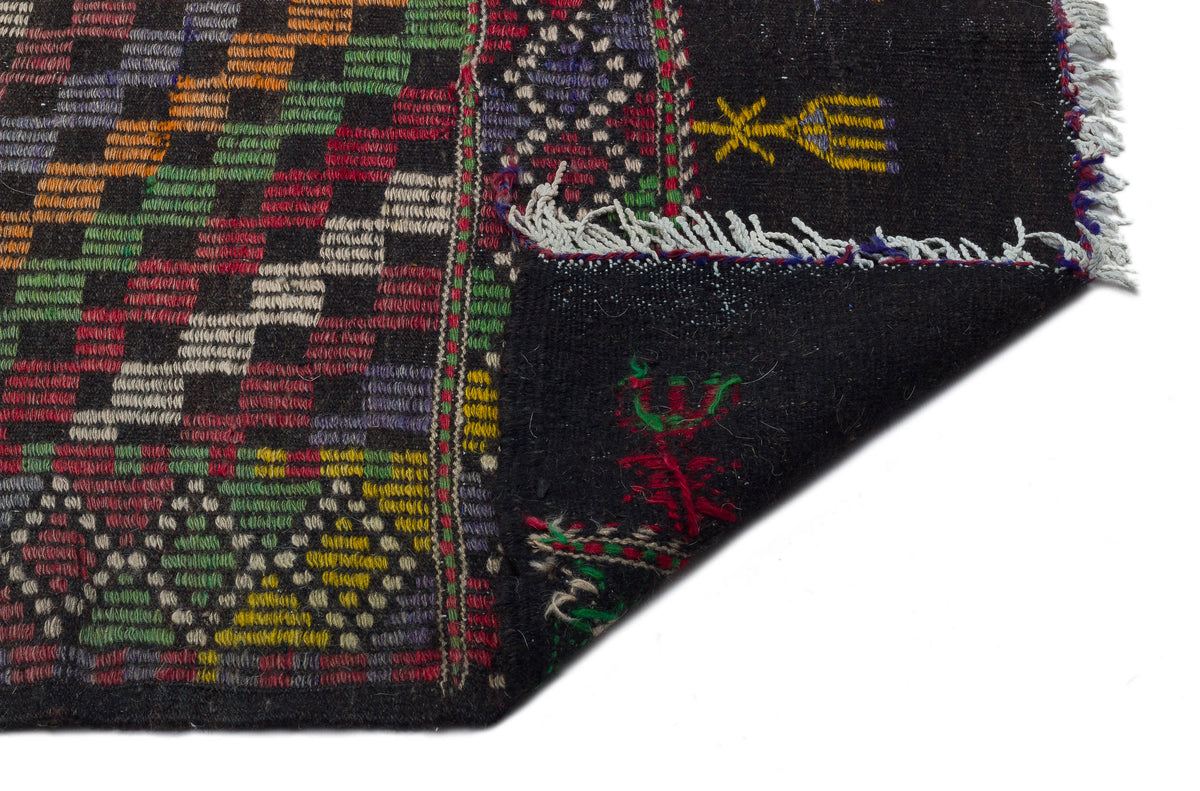 Striped Over Dyed Kilim Rug 6&#39;6&#39;&#39; x 10&#39;12&#39;&#39; ft 198 x 335 cm