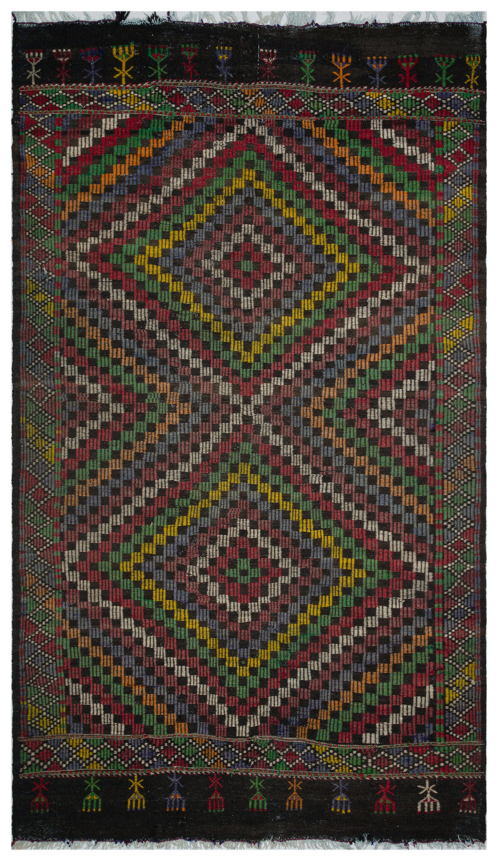Striped Over Dyed Kilim Rug 6'6'' x 10'12'' ft 198 x 335 cm